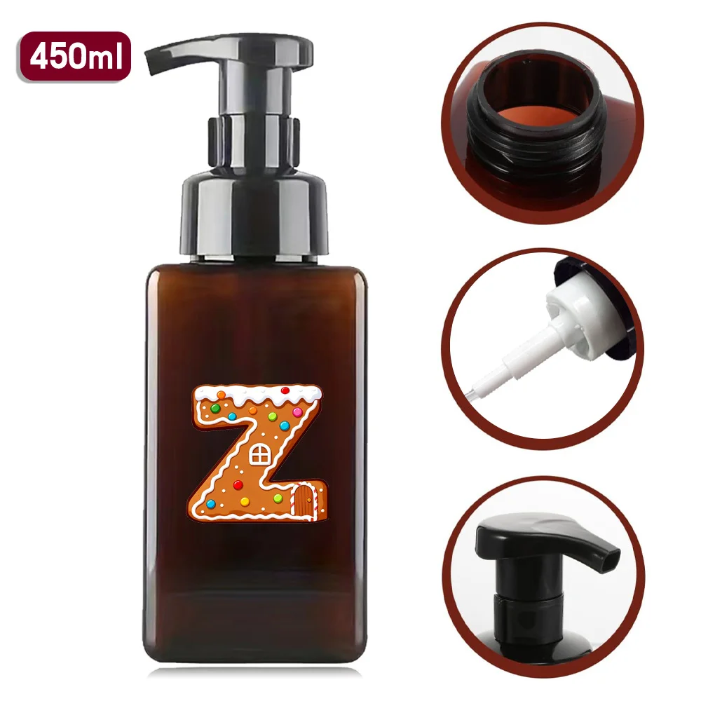 

Push-Type Foaming Soap Dispenser 450ml Square Bottle Plastic Foam Pump Bottle Christmas Gifts Gingerbread House Pattern