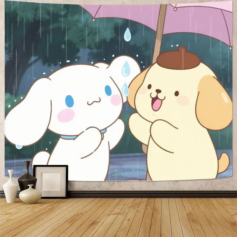 

1 шт. Sanrio Cinnamoroll Pompompurin Kawaii дождевой гобелен полиэстер Настенный декор спальня общежитие гостиная подарок для фанатов
