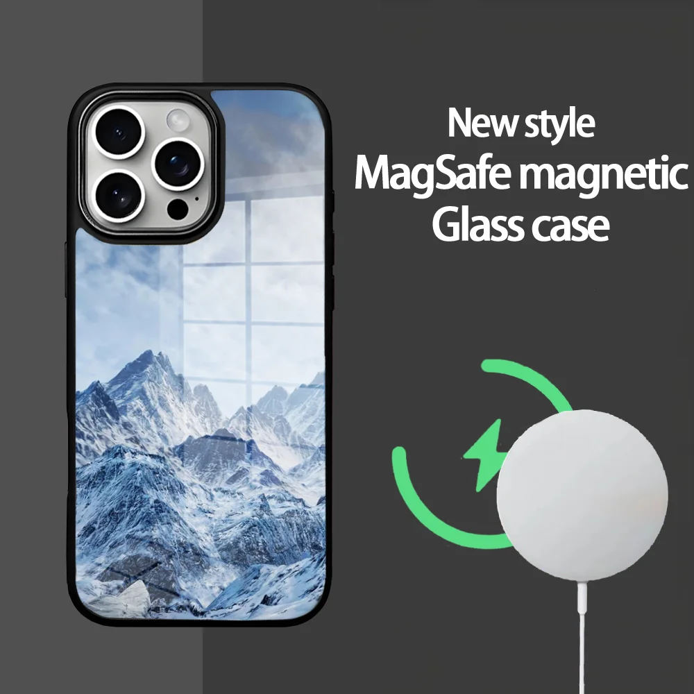 

Snow-capped Mountain Phone Case For IPhone 16 15 14 13 12 11 Pro Max Plus Mini Magsafe Mirror Wireless Magnetic Cover