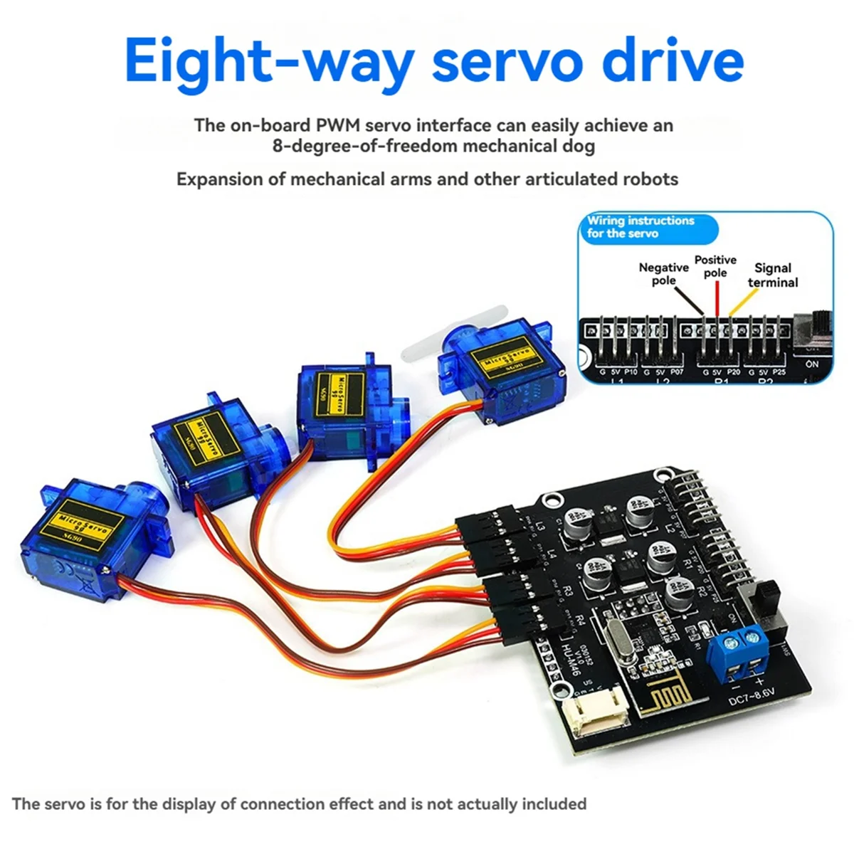 【2025{الإلكترونيات】{8 قنوات PWM محرك سيرفو لوح تمديد التحكم في ذراع الروبوت على متن 2.4G مع جهاز تحكم عن بعد 2.4G #1