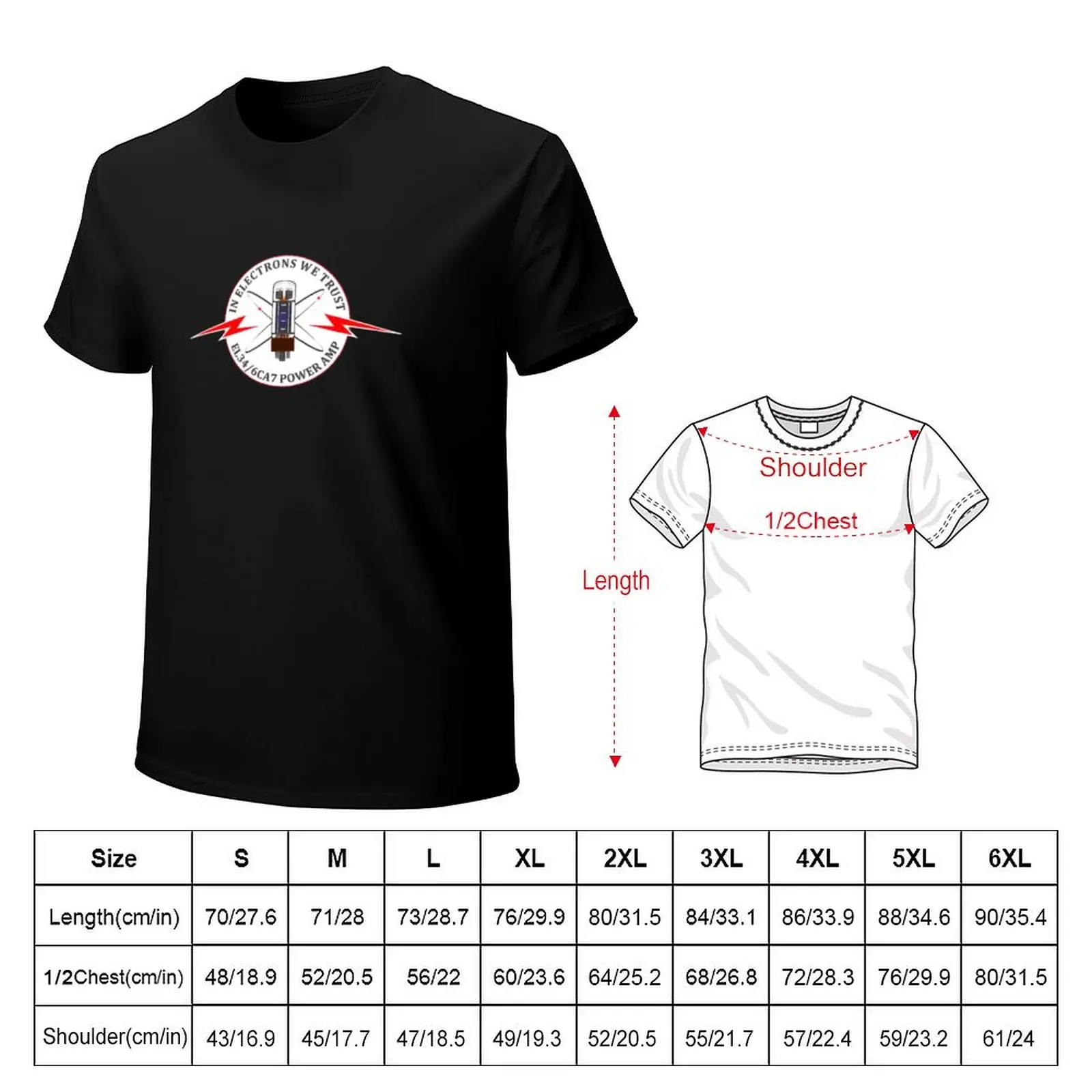 In Electrons We Trust EL34 6CA7 Power Amp Vacuum Tube T-Shirt Lightweight Basic Short Sleeve Shirt