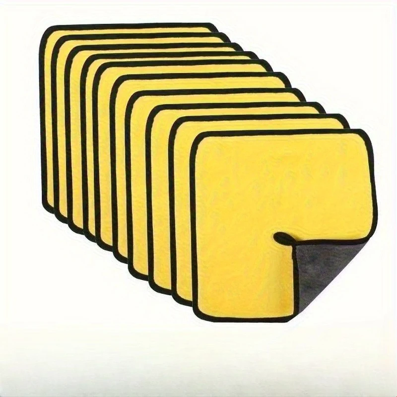 

5/10 шт. высококачественных салфеток из микрофибры для чистки автомобилей — супервпитывающие, не оставляющие царапин, быстросохнущие желтые и черные полотенца для автомобилей и лодок