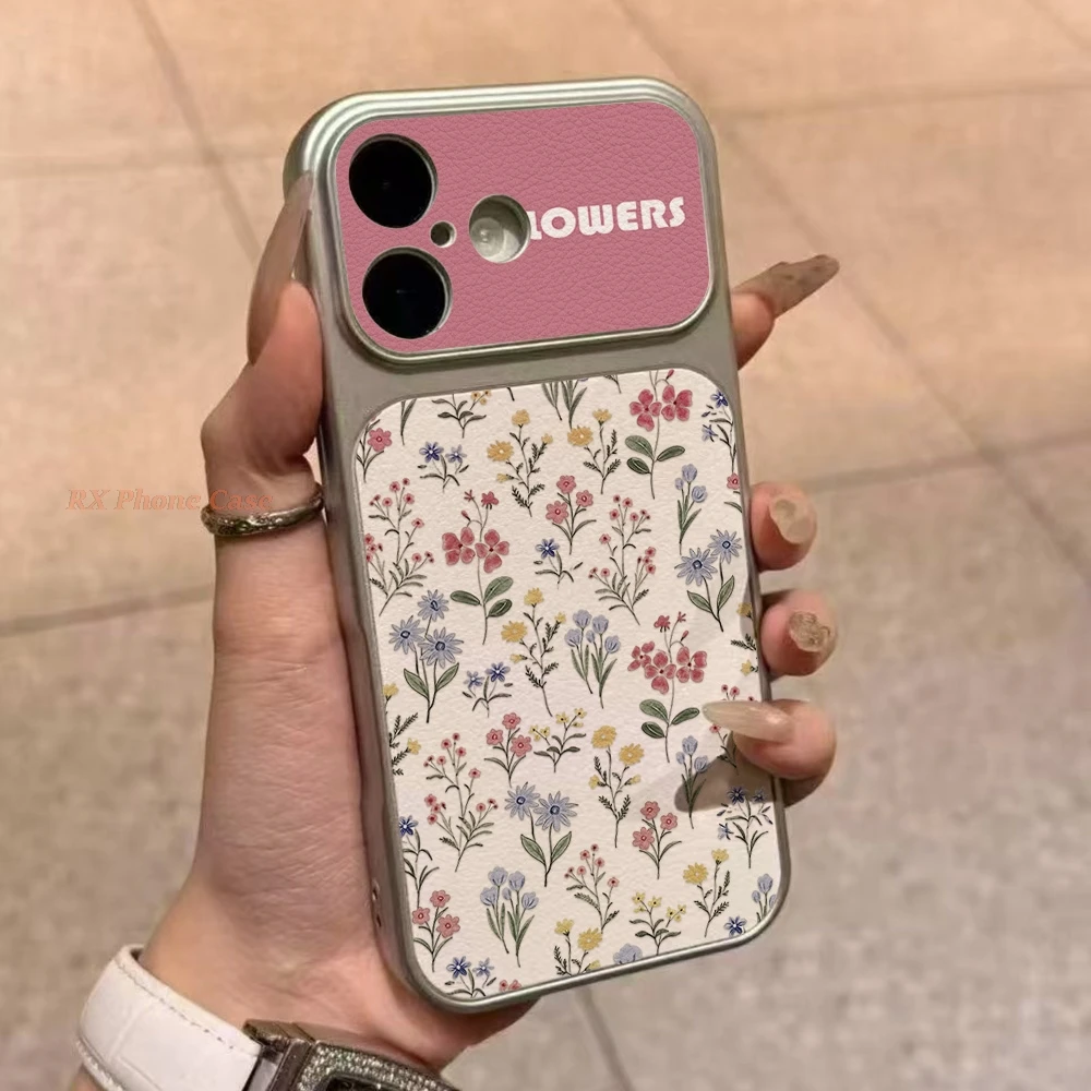 Chequered And Floral Prints Phone Case For iPhone 18 Pro 17 Pro Max 15 16 Pro Max 14 13 12 11 Faux Leather Cover With Lanyard view 5