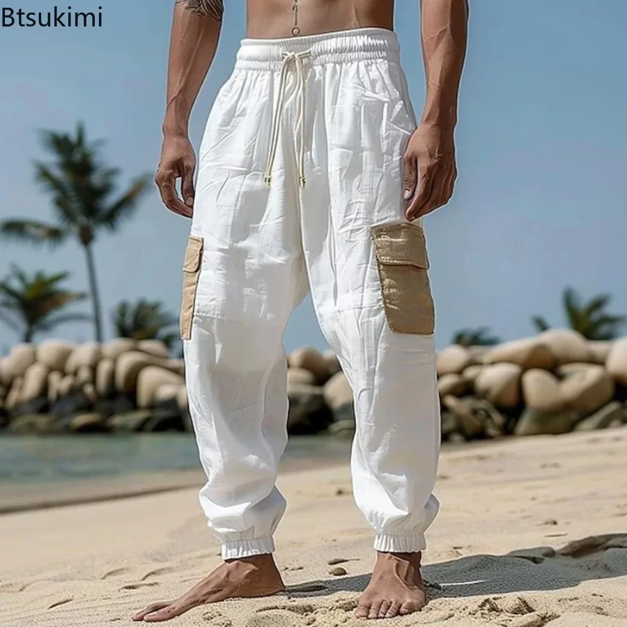 2026 Herren Freizeit-Cargohose, Atmungsaktiv, Locker Geschnitten, Vintage-Patchwork, Kontrastfarben, Sommer-Outdoor-Freizeithose