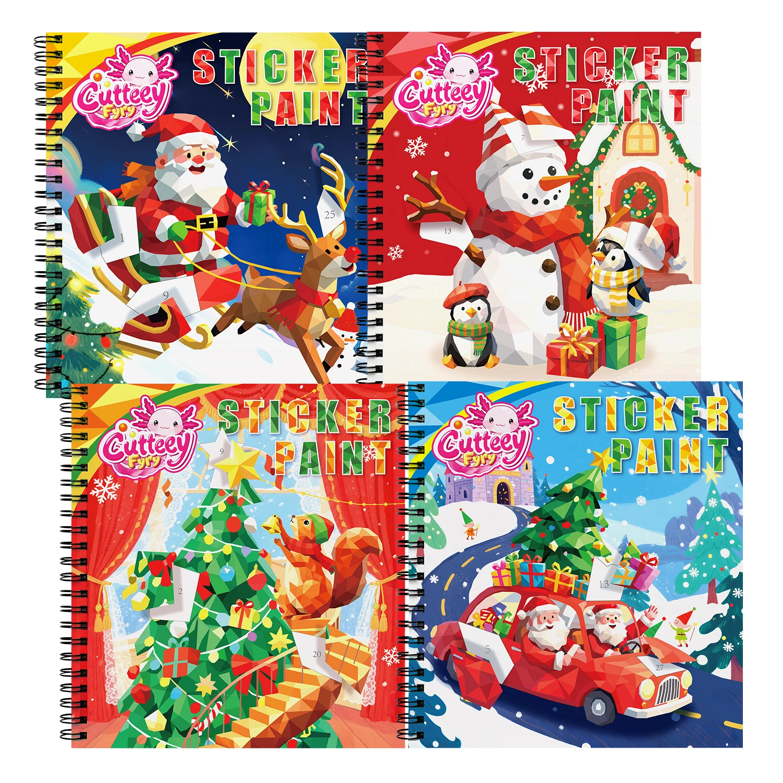 1～4枚入り クリスマスステッカーブック 数字で描く 子供向けギフト サンタクロース クリスマスツリー パズルステッカー ステッカーでペイント モンテッソーリおもちゃ