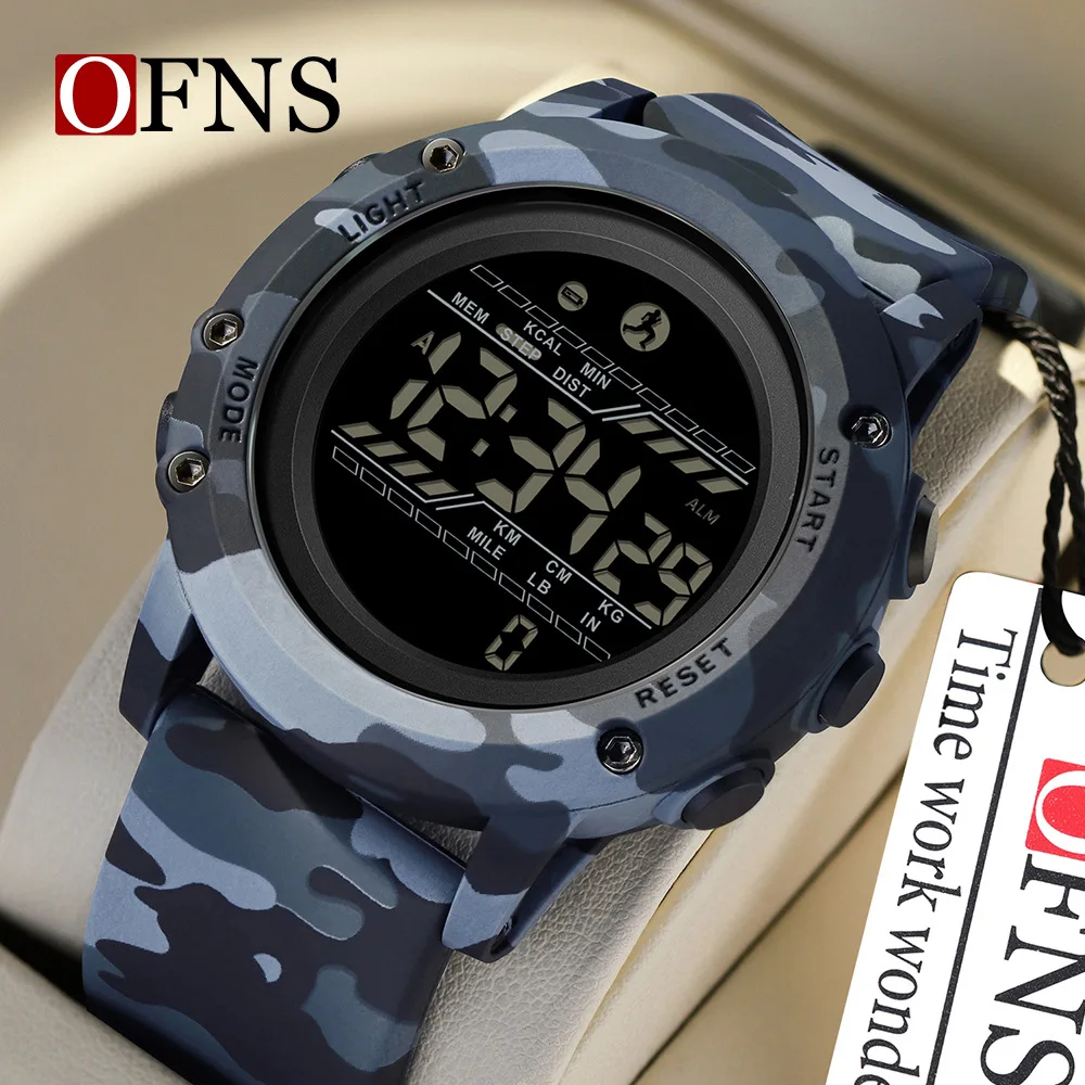 

OFNS 2180, брендовые спортивные часы с счетчиком шагов, электронные часы, многофункциональные мужские водонепроницаемые часы с ночником калорий для мужчин, Reloj