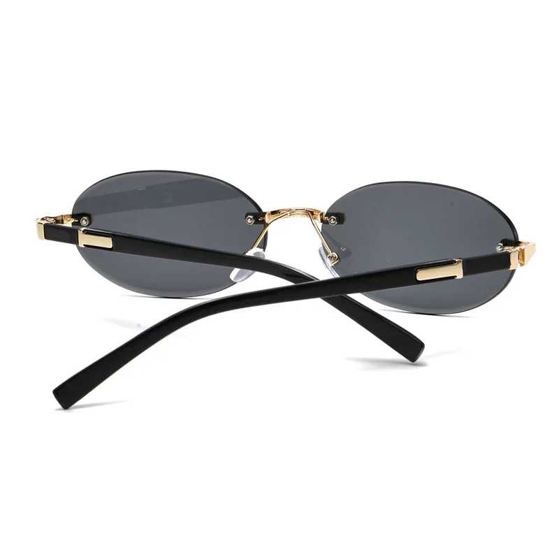 Personalized Oval Frame Sunglasses Retro Women Men Metal High-end Sunglasses Luxuy Frameless Trimming Traveling UV400 Sunglasses