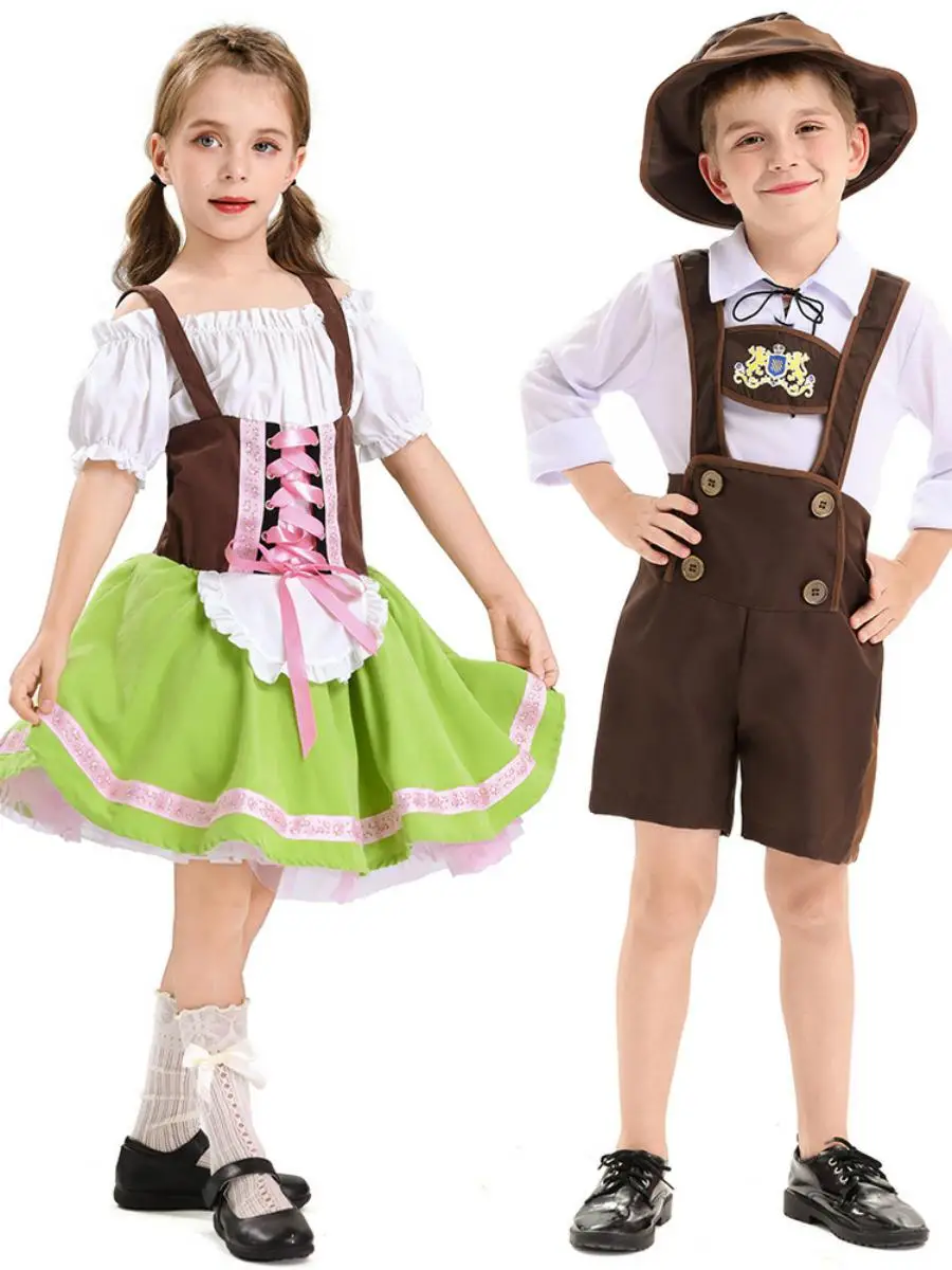 

Новый традиционный баварский народный костюм (юбка-шляпка) для мальчиков и девочек, этническая одежда для сценических выступлений