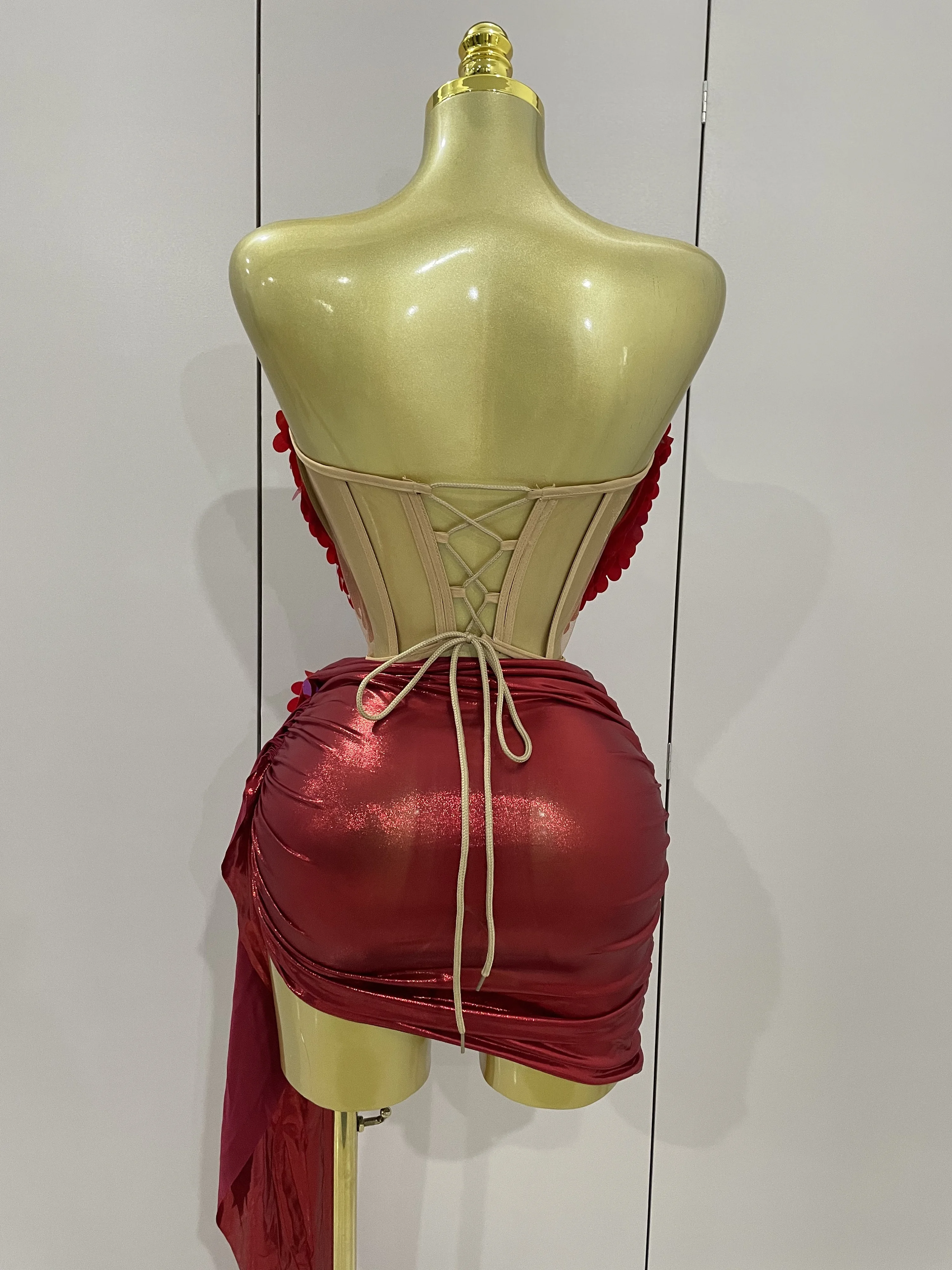 Sexy Sequin Strapless 2 Stuks Bodycon Mini Jurk 2025 Nieuwe Vrouwen Vieren Verjaardagsfeestje Bar Zanger Nachtclub Toneelkostuum