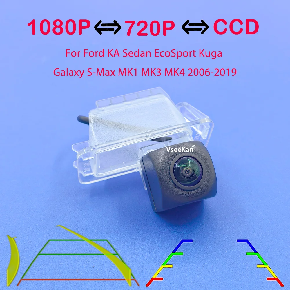 For Ford KA Sedan EcoSport Kuga Galaxy S-Max MK1 MK3 MK4 2006-2019 Night Vision Backup 170Degree AHD 1920x1080P Rear View Camera