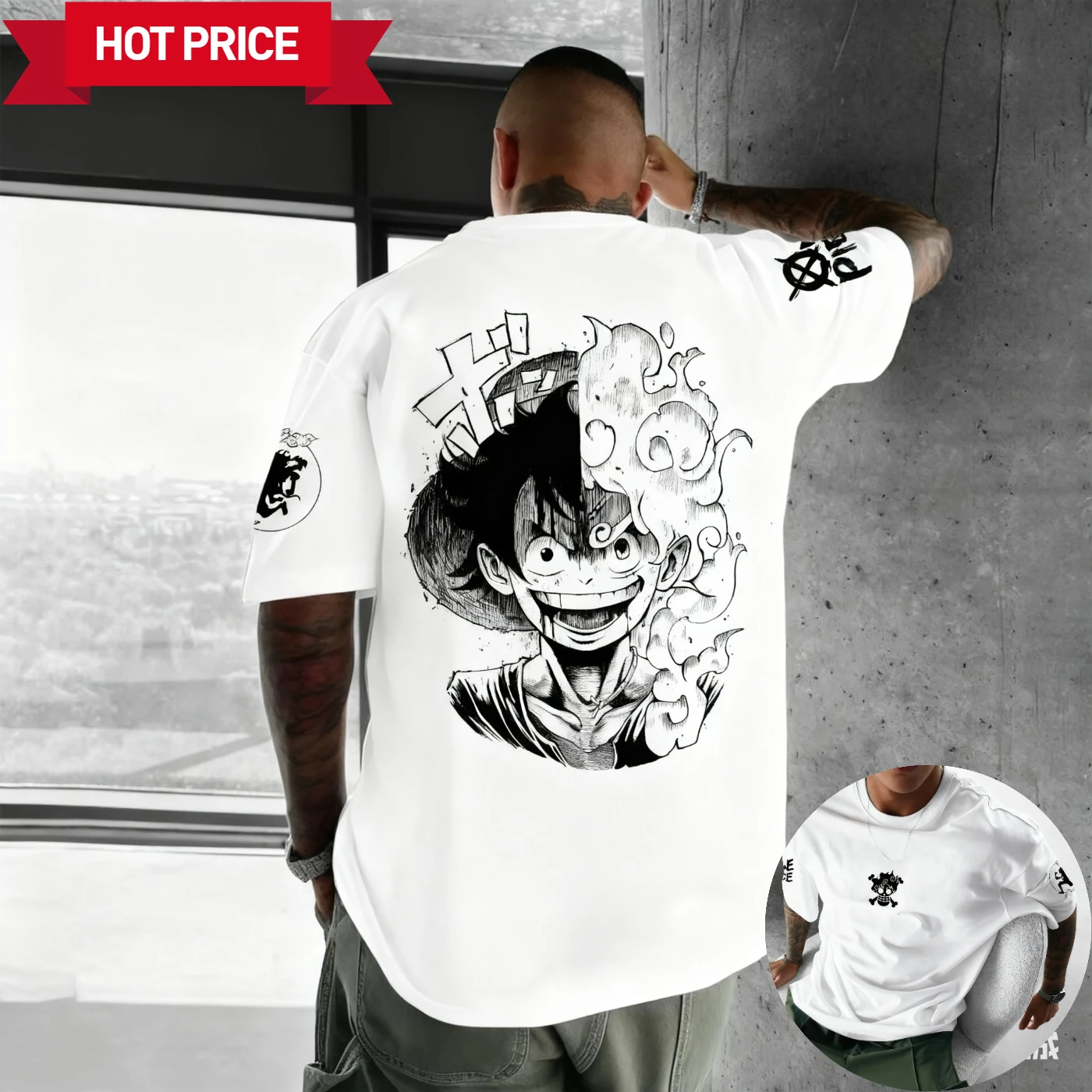 Camiseta de Verano 2026 con Estampado de One Piece, Nika Luffy, Estilo Harajuku, Anime, para Hombre, Talla Grande, Estilo Retro, Urbana, Informal, de Manga Corta, Unisex