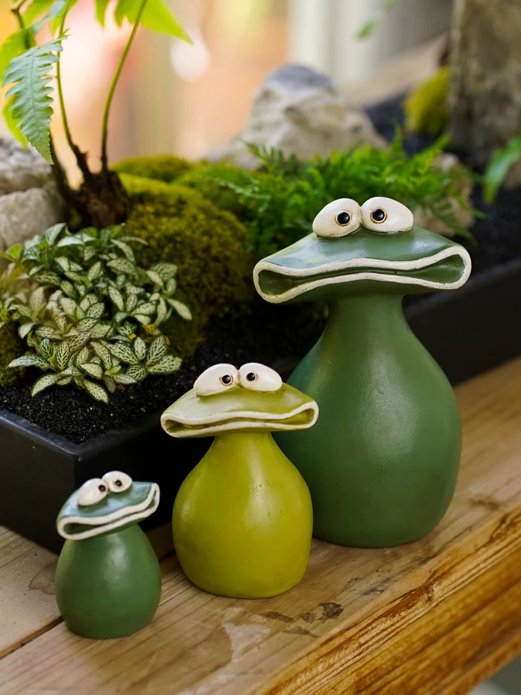 Cartoon Cute Big Mouth Frog Flower Pot Decoration Animal Kawaii Accessories Creative Children's Fun Table Top Garden Home Deocr