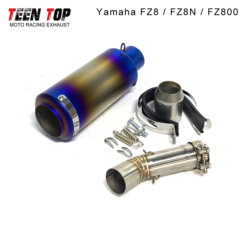 For Yamaha FZ8 FZ8N FZ800 Motorcycle Exhaust System Escape Moto Muffler Slip-On Middle Link Pipe SC Exhaust FZ8N Slip-on Exhaust