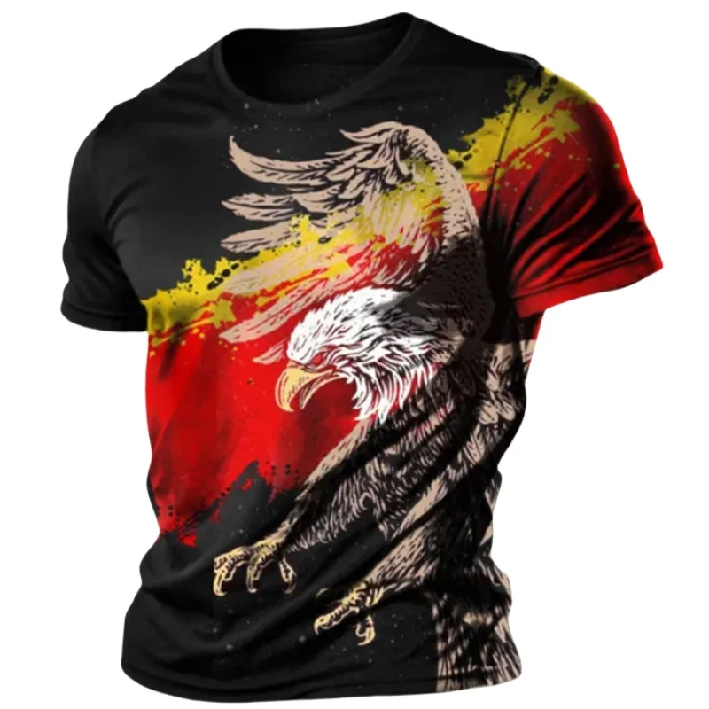 Retro Germany Eagle Print T-shirt Summer Germany Jersey O-Neck Loose Short Sleeve Deutschland Tee Shirt Street Tops Men Clothing