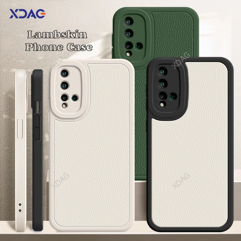 Classic Square Phone Case for Huawei Nova5 Nova 5 5i Pro 5T 5Z 5Pro Nova5T Lamb Skin Leather Back Cover Camera Protection Fundas