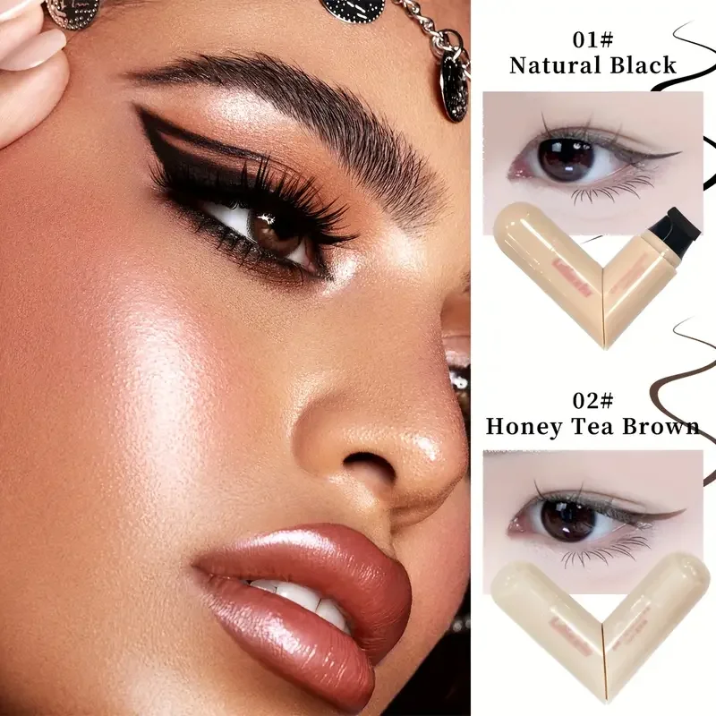 قلم تحديد العيون الدوار برأسين مقاوم للماء، مقاوم للتلطخ، قلم تحديد العيون سريع الجفاف يدوم طويلاً، مستحضرات تجميل للمبتدئين #5