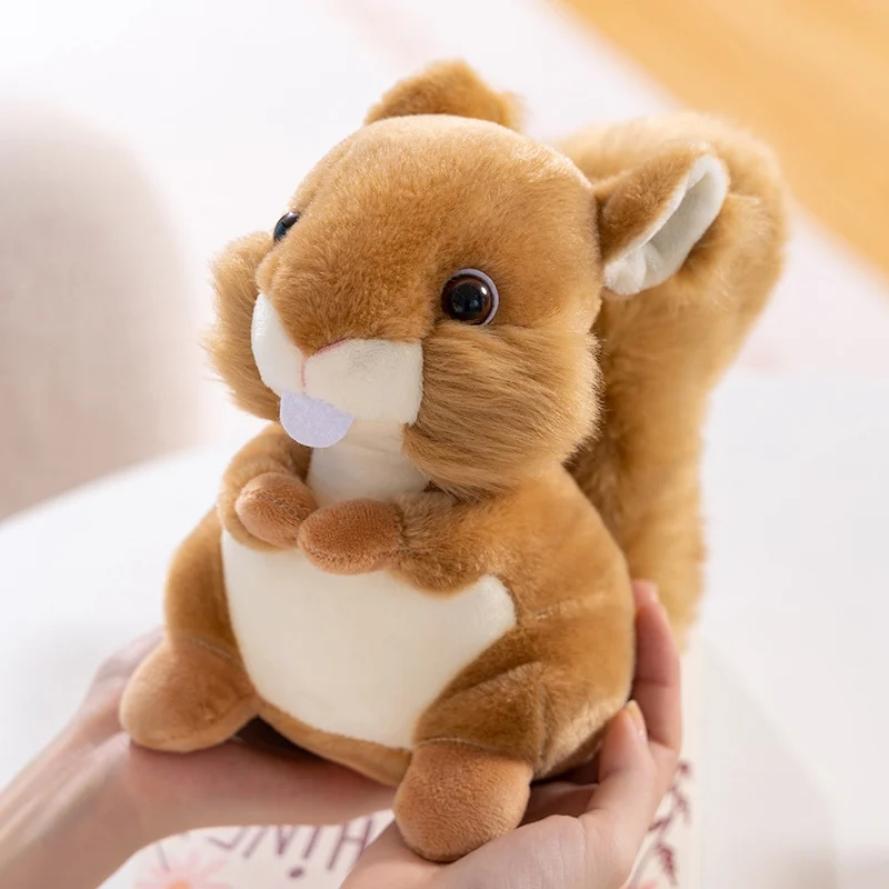 

22CM Simulation Squirrel Plush Toy Super Level Cute Big Tail Mouse Forest Animal Realistic Birthday Gift To Accompany Children