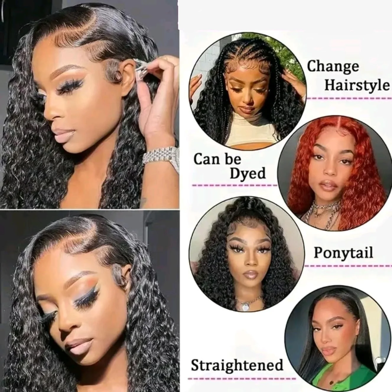 200 Density 13x4 13x6 HD Transparent Full Lace Frontal Wigs Natural Colored 46 Inch Burmese Curly Wave Human Hair Wigs For Women view 3