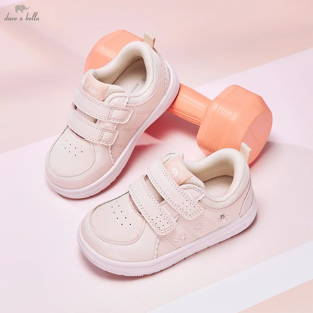 Dave Bella Children's Casual Shoes Autumn Girls' Pink Board Shoes Antibacterial Gentle Cute Anti Slip Outdoor DB3253667