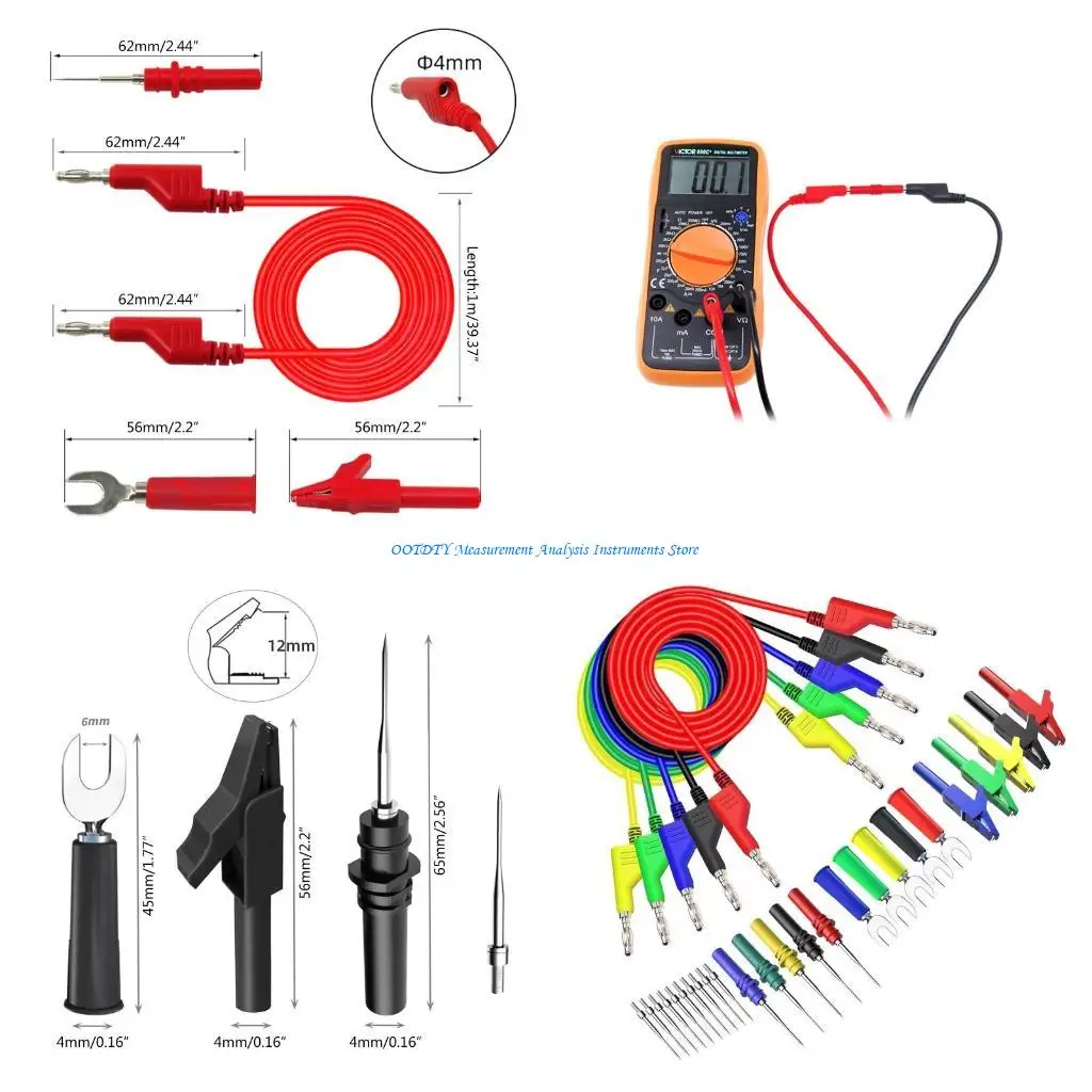 

367D Проволочные кабели для измерительных проводов диаметром 4 мм Наборы тестовых проводов с электрическими зажимами типа или