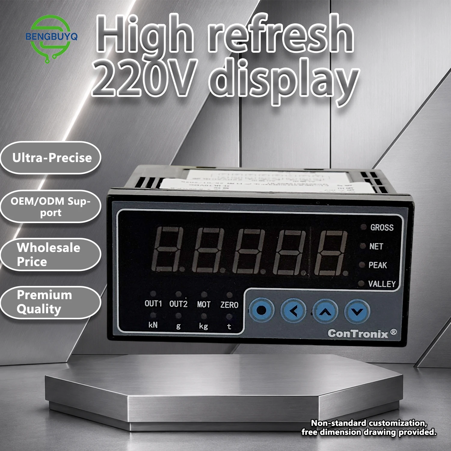 BENGBUZZQY Original YB2 Industrial Weight Controller 220V AC Load Cell Display Instrument with 2 Relay Outputs & Brackets