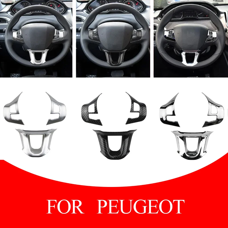 3Pcs/Set Steering Wheel Panel Button Switch Cover Sequins For Peugeot 208 GTI 2008 308 2014 - 2018 Car Sticker