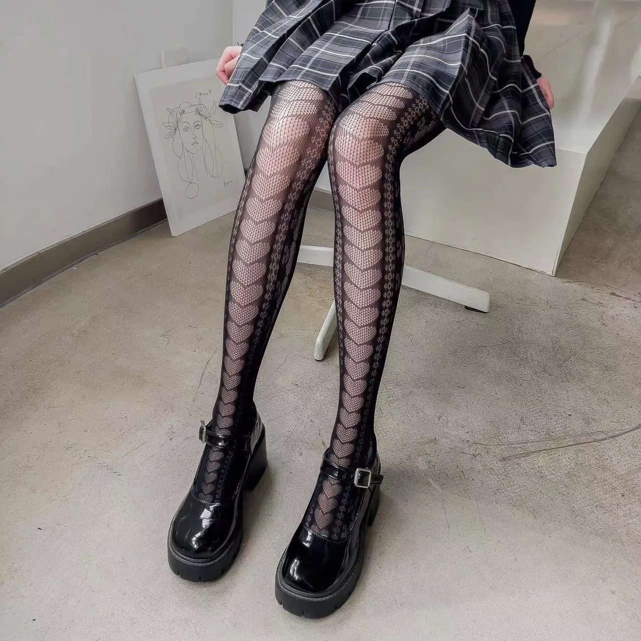 Cute Style Love Heart Jacquard Women's Pantyhose Summer Thin Elasticity Little Mesh Lolita Hottie Personality Anime Tights