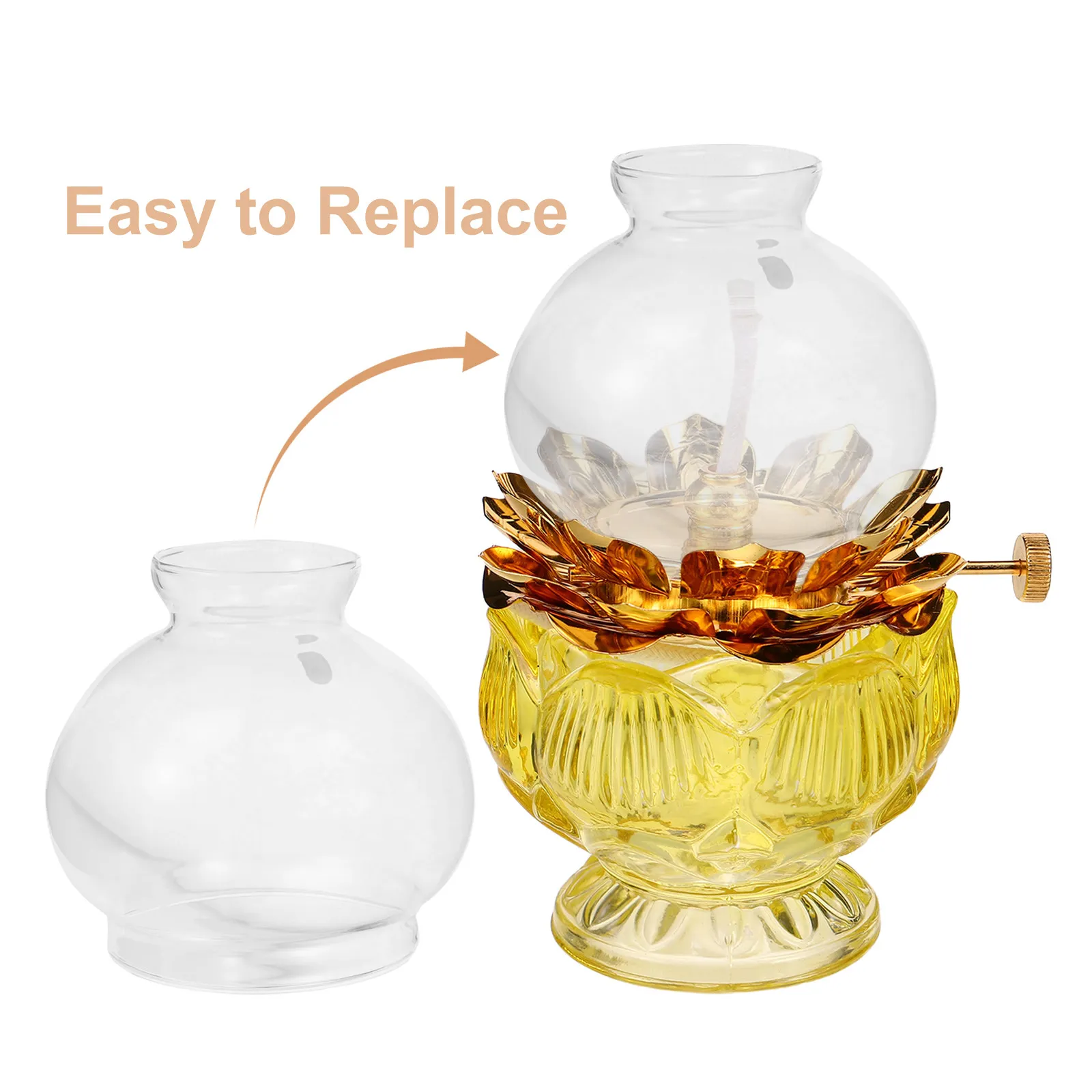 Glass Hurricane Lamp Shade Replacement Globe Chimney for Oil Lantern Spherical 1.8 2.8 Dual End Holes Vintage Oil Lamp Globe