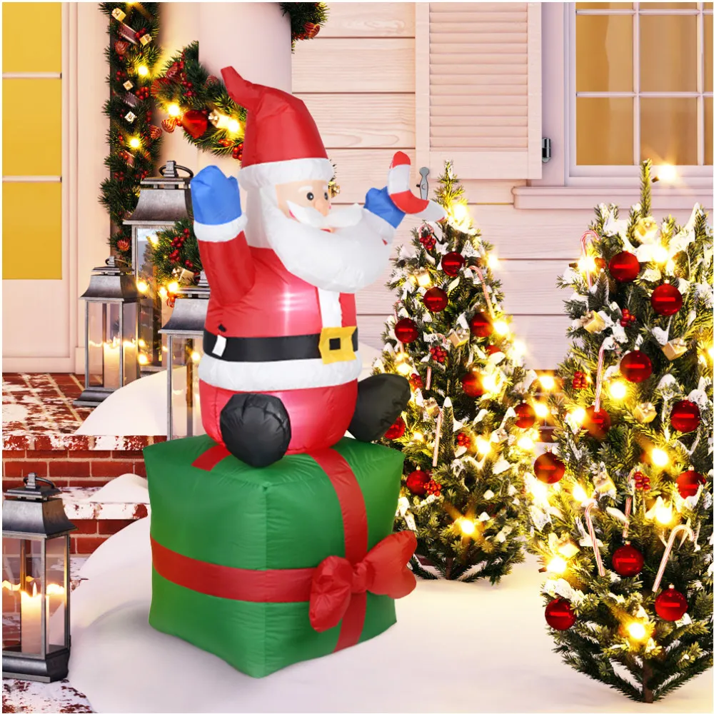1.8M/6FT Giant Christmas Inflatable Santa LED Light Inflatable ของเล่นเครื่องประดับกลางแจ้ง Xmas New Year Party ตกแต่ง