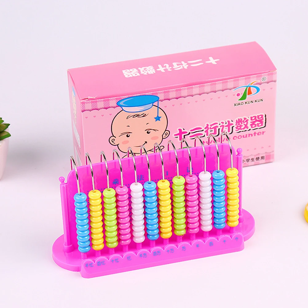 

Plastic Abacus Counting Toy Kids Math Tool 12 Rods Lightweight Storage Educational Arithmetic Toy Intelligence Development