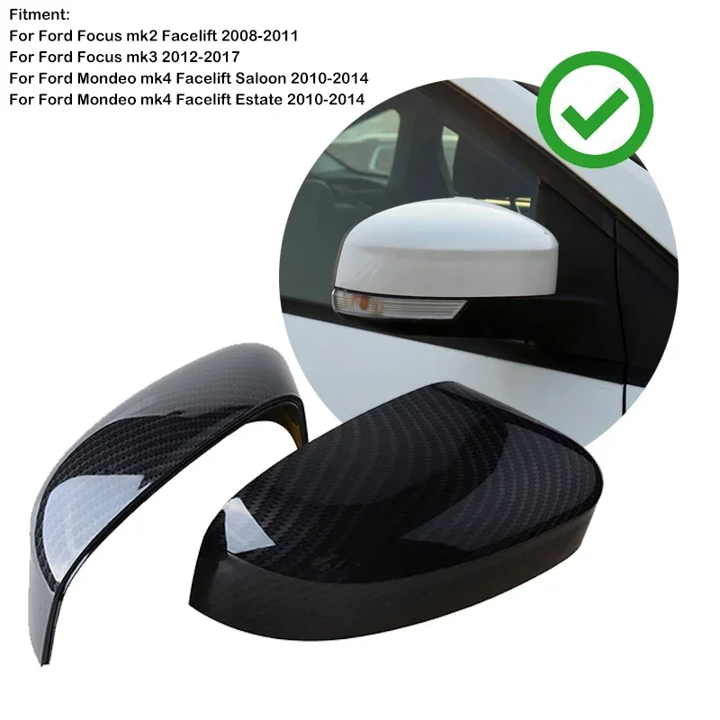 For Ford Focus MK3 2012-2018 Mondeo MK4 2010-2014 Car Replacement Rearview Side Mirror Cover Wing Cap Exterior Door Case Trim