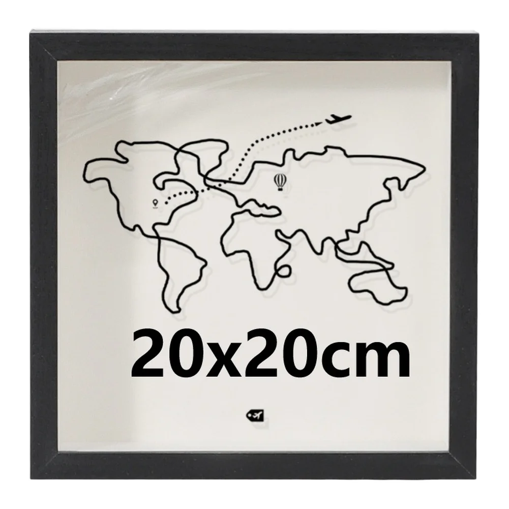 World Map Themed Photo Frame for Travel Tickets For Concert Memorabilia Airplane Passes Keepsake Display 20x20cm 29x29cm 15x15cm