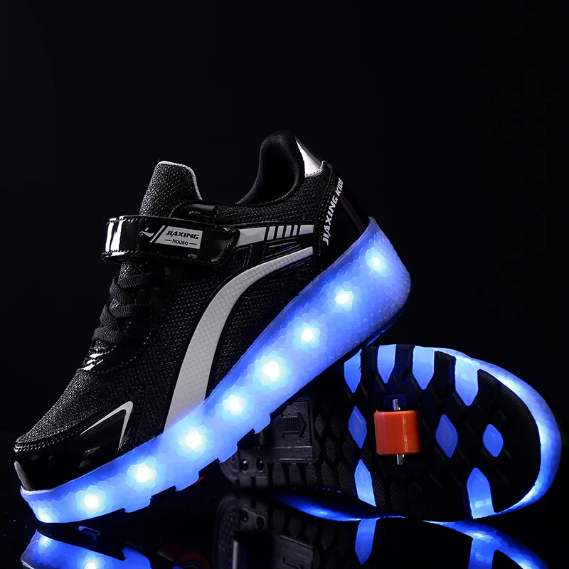 New Children Shoes With Two Wheels Roller Skates Fashion LED USB Charging Casual Sports Boys & Girls Kids Sneakers Size 28-40