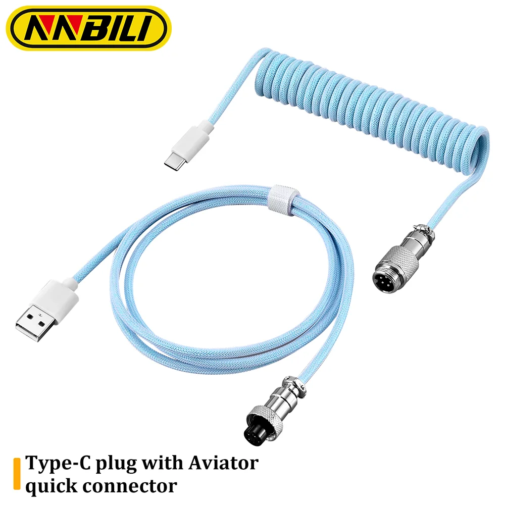 NNBILI New Usb C Mechanical Keyboard Coiled Cable  Keyboard Wire Mechanical Keyboard Aviator Desktop Computer Aviation Connector