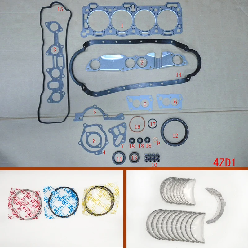 Juego completo de juntas de motor 4ZD1, anillo de pistón de cojinete de varilla principal para ISUZU Pick up/Amigo/Impulse/Trooper II 2.3L 1986-1995