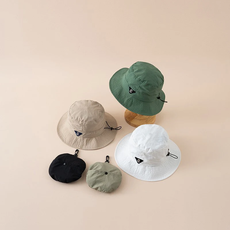 Quick-Dry Thin Bucket Hat For Children Outdoor Sunscreen Basin Cap Boys Girls Foldable Kids Storage Bag Fisherman Hat