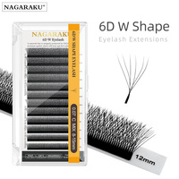 NAGARAKU 6D W Shape Automatic Flowering Premade Fans Eyelash Extensions Natural Soft Light Full Dense