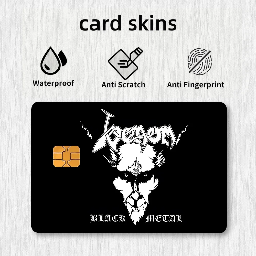 V-Venoms Black Metal Band Card Stickers Credit Card DIY Card Protector Stickers Waterproof Film Skin Cover