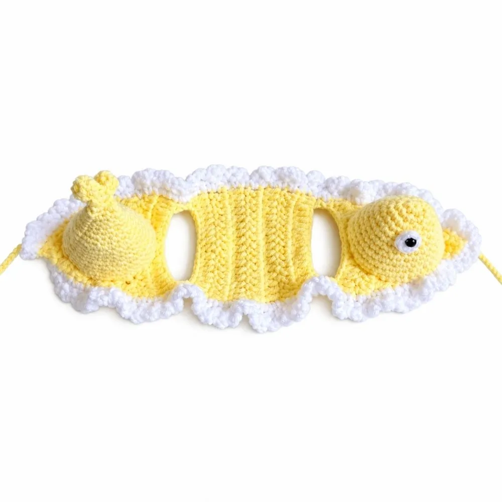 Funny Crochet Cat Costume Hat Adjustable Chin Ties Cartoon Cat Shark Headdress Dog Costume Hat Cat Dress Up