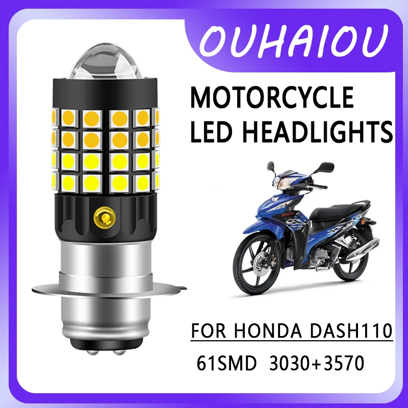 

FOR HONDA DASH110 Motorcycle led headlight headlight P15D yellow white dual color motorcycle headlight 12-80v