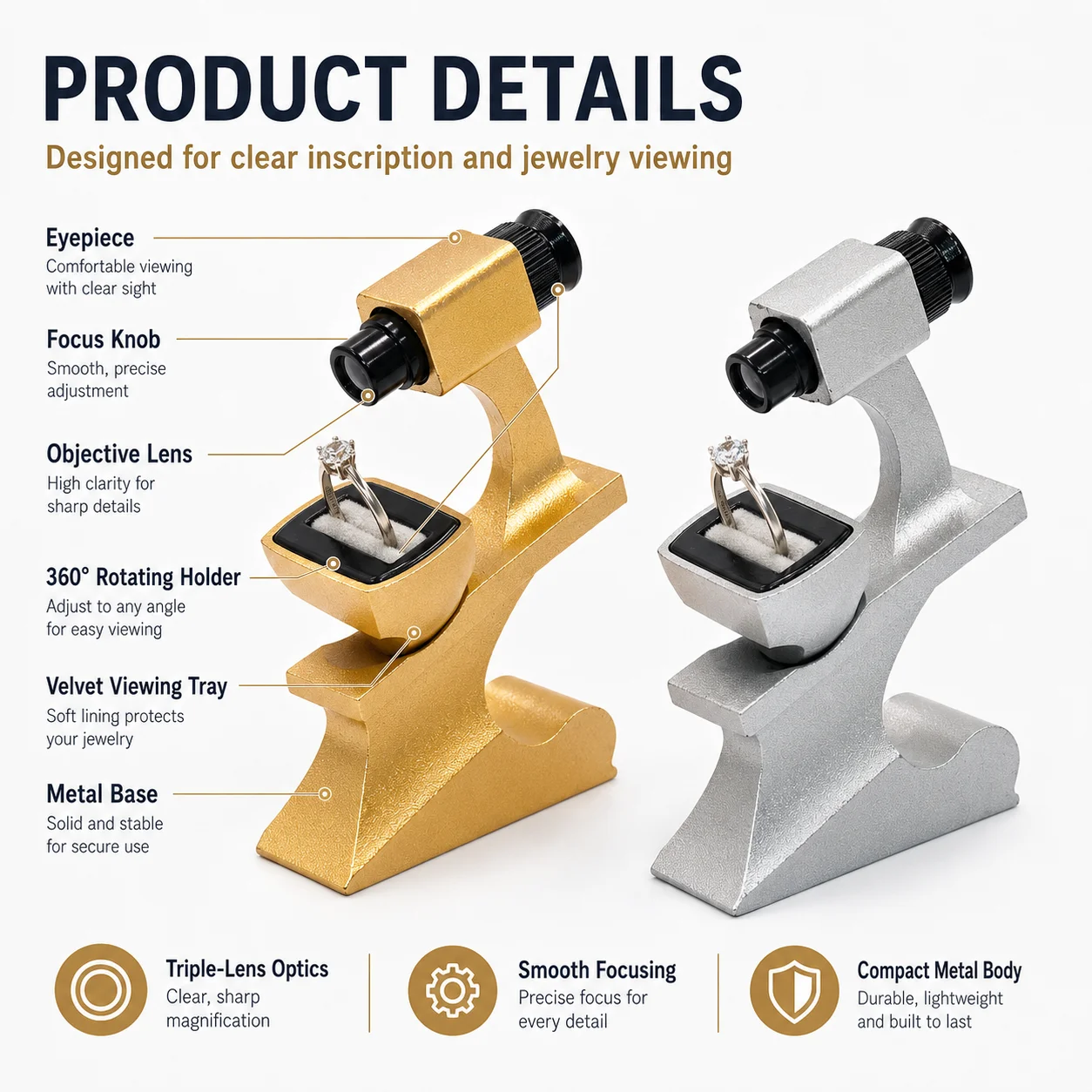 TOKTOS Diamond Inscription Loupe Jewelry Gemstone Viewer Microscope for Laser Inscription Diamond Identification