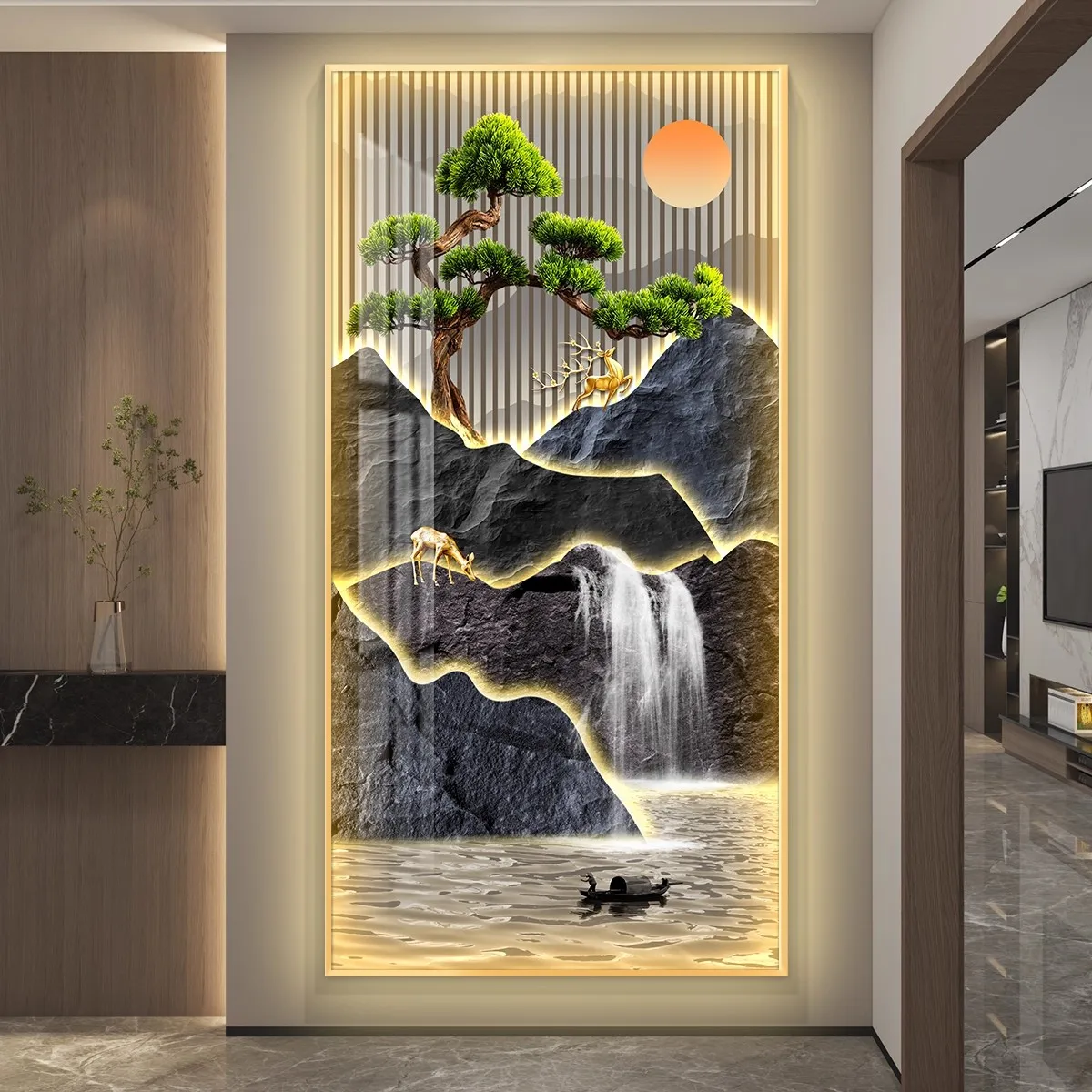 LED With Lights Entrance Hall Decoration Corridor With Framed Paintings Mural Paintings Simple Modern High-end Home Mural Lights