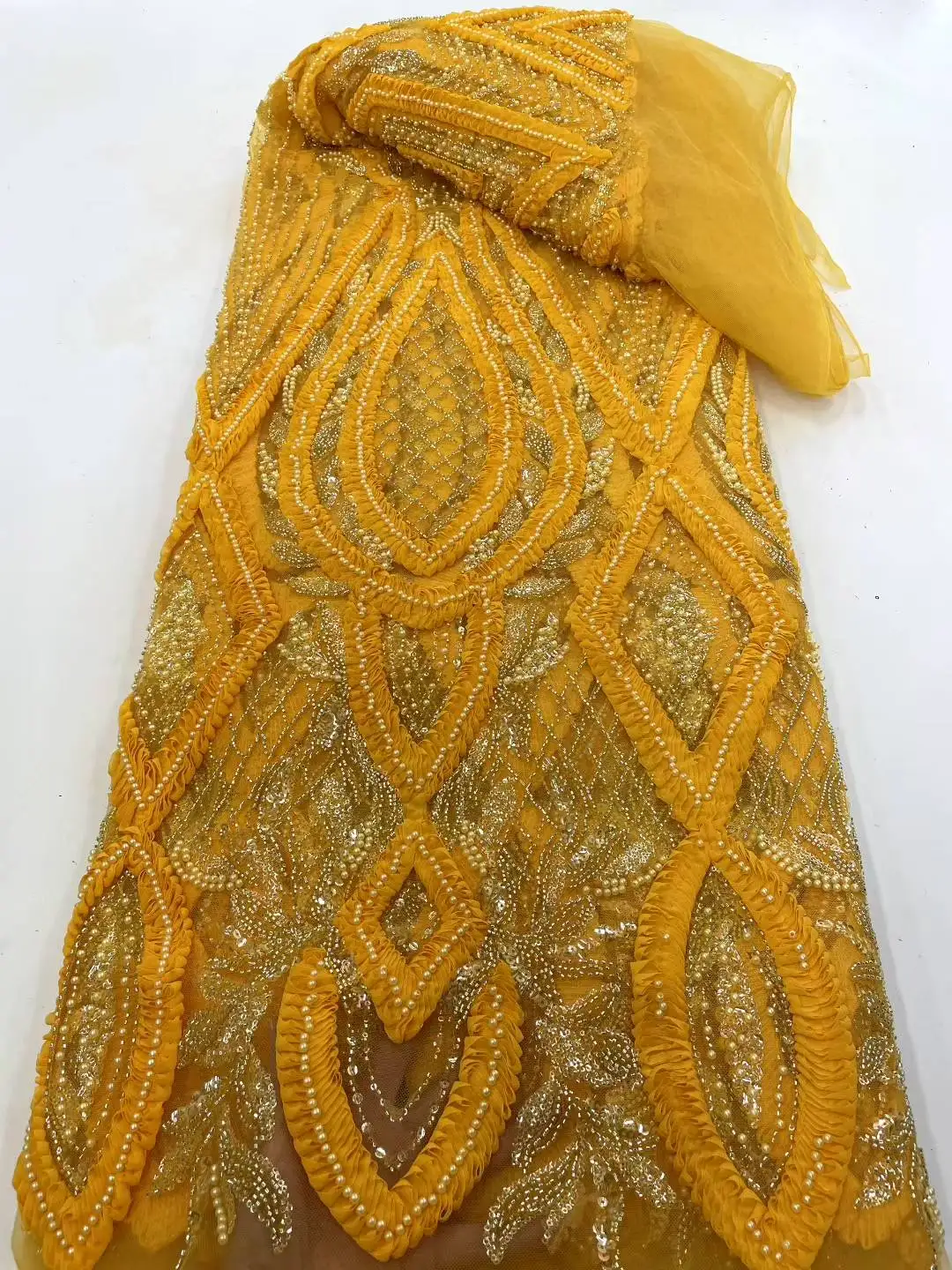 Tecido de renda africano café 2025 lantejoulas contas bordado noivo nigeriano nupcial alta qualidade tecido de renda de tule francês para casamento