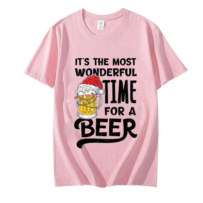 Es el momento más maravilloso para una camiseta de cerveza, camiseta para hombre, camisetas con estampado de cerveza navideña, camiseta de marca de gran tamaño de manga corta para mujer