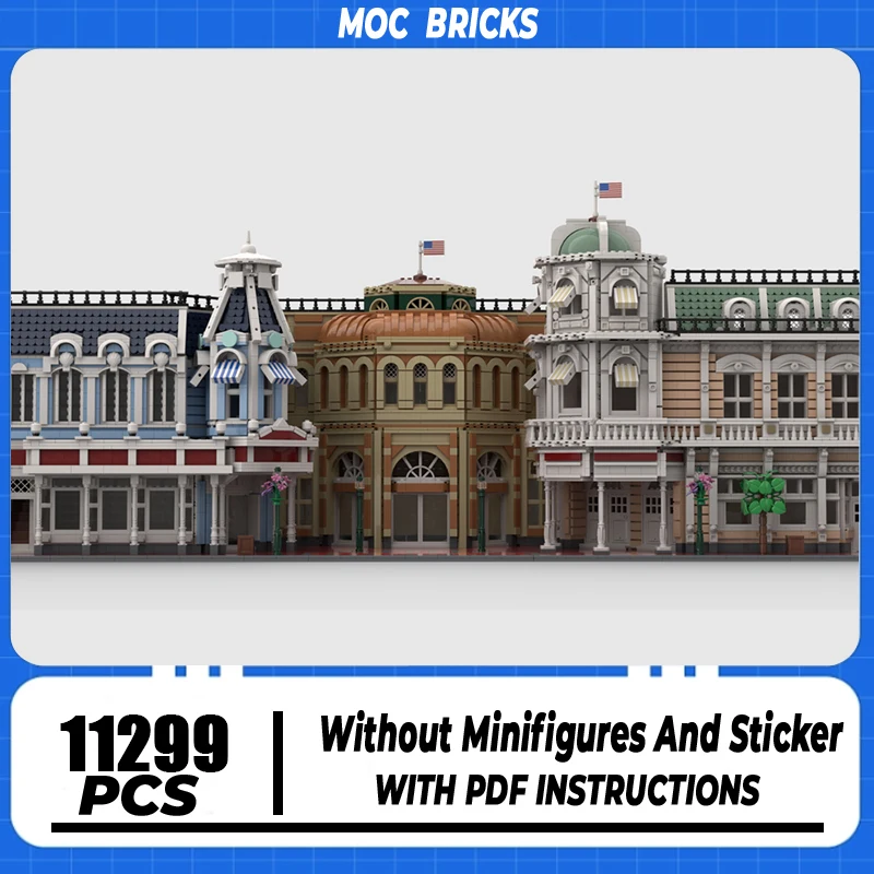 

Moc Building Bricks Magic Kingdom Main Street Series Technology Modular City Street View Model Blocks DIY Assembly Toy Gifts