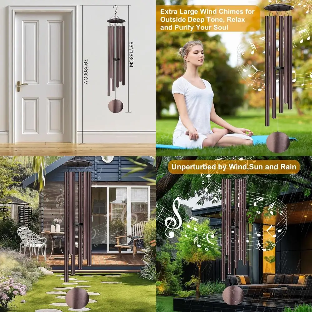 

Большие уличные колокольчики 66, глубокие расслабляющие тона, утолщенные трубки 1,2 мм, идеально подходят для декора сада и патио, идеальный подарок для L