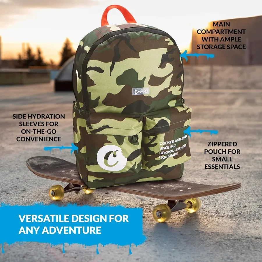 حقيبة ظهر من القماش COOKIES Orion بسعة 22.8 لتر حقيبة ظهر كبيرة للسفر للرجال والنساء حقيبة حمل أنيقة وواسعة - أسود