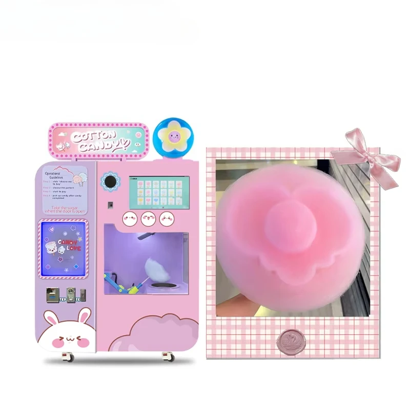 High-quality Commercial Metal Cotton Candy Vending Machine Smart Robot Fully Automatic Cashless Payment SDK Touchscreen Display