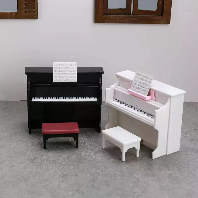 1 セットドールハウスミニチュアかわいい模擬ピアノ家具モデル楽器ドールハウスの装飾ふり遊びおもちゃギフト