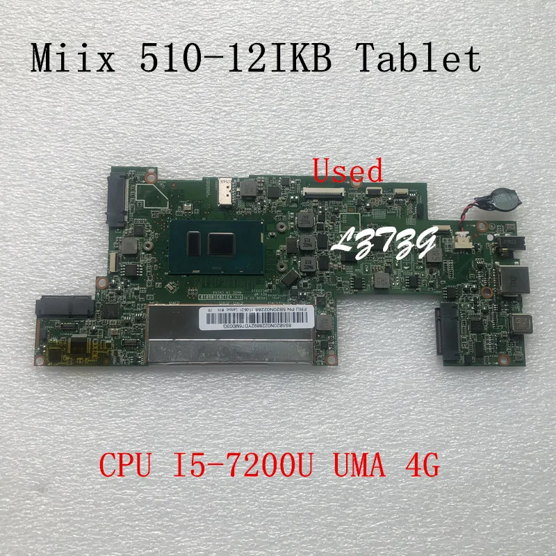 Used for Lenovo Ideapad Miix 510-12IKB Tablet Laptop Motherboard  With CPU I5-7200 4G FRU 5B20N02288